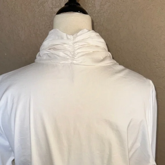 Lafayette 148 New York White Draped Tie-Front Button Down - Picture 10 of 12